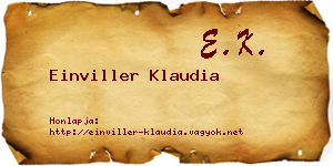 Einviller Klaudia névjegykártya